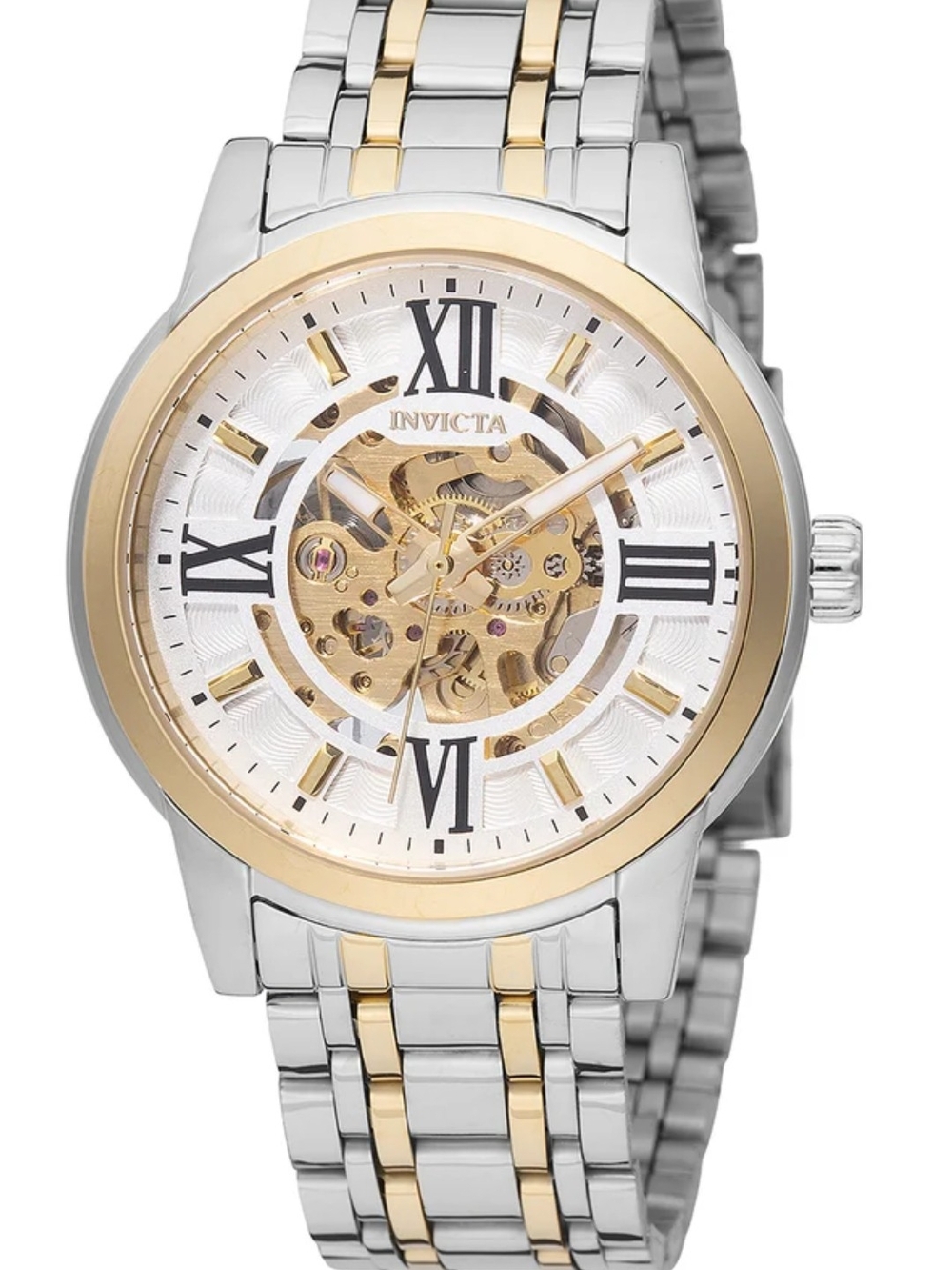 Invicta Automatic Two-Tone Skeleton Dial Men’s Watch - Silver & Gold